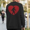 I Heart Bigfoot Sasquatch Yeti Valentines Day Sweatshirt Back Print