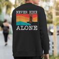 Never Hike Alone Wirehaired Pointing Griffon Graphic Hiking Sweatshirt Back Print