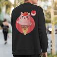 Kawaii Cute Cat Ice Cream Sprinkle Cone Strawberry Top Heart Sweatshirt Back Print