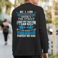 As I Lay Rubber Down The Street Drag Racing Sweatshirt Back Print