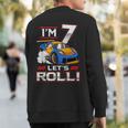 Let's Roll Race Car 7Th Birthday 7 Year Old Boy Racing Sweatshirt Back Print