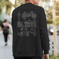 M-72 Motorcycle Engine Diagram Mechanic Schematic Sweatshirt Back Print