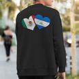 Mexico Nicaragua Hearts Mexican Nicaraguan Flag Pride Nica Sweatshirt Back Print