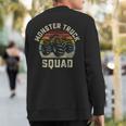 Monster Truck Squad Vintage Retro Style Matching Friends Sweatshirt Back Print