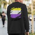 Non-Binary Enby Pride Flag Ripped Sweatshirt Back Print