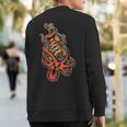 Octopus And Clipper Ship In Bottle Old School Sailor Tattoo Sweatshirt Back Print