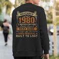 Retro Vintage November 1980 Born In November 1980 Bday Sweatshirt Back Print