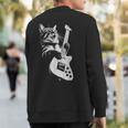 Rock Cat Playing Guitar Guitar Cat Sweatshirt Back Print