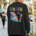 Rolling Into 7 Years Let's Roll I'm Turning 7 Roller Skate Sweatshirt Back Print