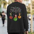 Santa Reindeer Elf Merry Christmas Lights Ornaments Balls Sweatshirt Back Print