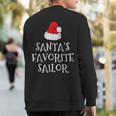 Santa's Favorite Sailor Christmas Hat Sailing Sweatshirt Back Print