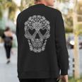 White Lacy Skull With Heart Eyes Sweatshirt Back Print