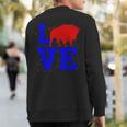 Wild American Bison Lover Valentines Day Love Buffalo Sweatshirt Back Print