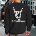 80S Rock N Roll Band Hand Horns Vintage Style Sweatshirt Back Print