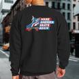 Make America Skate Again Red White & Blue Distressed Sweatshirt Back Print