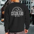 Colorado Rocky Mountains Est 1876 Hiking Outdoor Sweatshirt Back Print