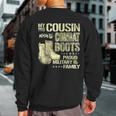 My Cousin Wears Combat Boots Dog Tags Proud Military Family Sweatshirt Back Print