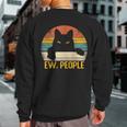 Ew People Black Cat Retro Cat Lover Sweatshirt Back Print