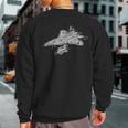 F-22 Raptor Fighter Aircraft Air Force Blueprint Sweatshirt Back Print