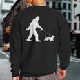 Bigfoot Sasquatch Walking Basset Hound Dog Lovers Sweatshirt Back Print