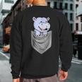 Hippo In Pocket Hippopotamus Sweatshirt Back Print