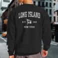 Long Island Nyc New York Ny Vintage Boat Anchor Flag Sweatshirt Back Print