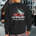 Merry Christmas Vintage Plaid Snow Truck Tree Pickup Sweatshirt Back Print