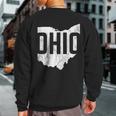 Ohio Pride Distressed Retro Look State Silhoutte Sweatshirt Back Print