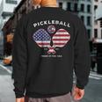 Pickleball Vintage Usa American Flag Distressed Sweatshirt Back Print