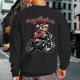 Santa Riding A Motorbike Christmas Motorcycle Christmas Sweatshirt Back Print