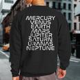 Solar System Planets List Outer Space Science Sweatshirt Back Print