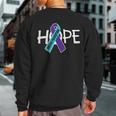 Suicide Prevention Purple Turquoise Ribbon Hope Sweatshirt Back Print