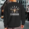 Texas 1845 Vintage With Longhorn Cattle Breed Fan Sweatshirt Back Print