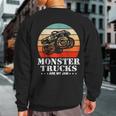 Vintage Monster Truck Are My Jam Retro Sunset Cool Engines Sweatshirt Back Print