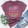 10Th Birthday Rainbow Sleepover Squad Pajamas Slumber Girls Bella Canvas T-shirt Heather Maroon