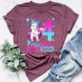 4 Years Old Flossing Unicorn 4Th Birthday Girl Party Bella Canvas T-shirt Heather Maroon