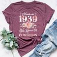 85 Year Old Made In 1939 Floral 85Th Birthday Women Bella Canvas T-shirt Heather Maroon