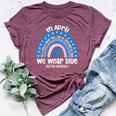 In April We Wear Blue Puzzle Rainbow Autism Awareness Month Bella Canvas T-shirt Heather Maroon