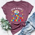 Autism Awareness Give A Hoot Owl Puzzle Bella Canvas T-shirt Heather Maroon