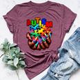 Autism Awareness Hand Black Woman Autism Mom Puzzle Piece Bella Canvas T-shirt Heather Maroon