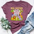 Big Sister Of The Wild One Birthday Zoo Animal Safari Jungle Bella Canvas T-shirt Heather Maroon