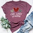 Buffalo Plaid One Loved Grandma Heart Valentine's Day Bella Canvas T-shirt Heather Maroon