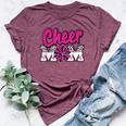 Cheer Mom Hot Pink Black Leopard Letters Cheer Pom Poms Bella Canvas T-shirt Heather Maroon