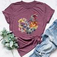 Chicken Aesthetic Flowers Cute Cottagecore Floral Chicken Bella Canvas T-shirt Heather Maroon