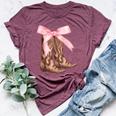 Coquette Pink Bow Cowboy Boots Cute Y2k N Girls Women Bella Canvas T-shirt Heather Maroon