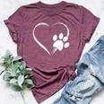 Dog Paw Print Heart For Mom For Dad Bella Canvas T-shirt Heather Maroon