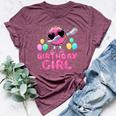 Donut Birthday Girls Dabbing Donut Girl Birthday Party Bella Canvas T-shirt Heather Maroon