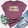 Double Pickleball Trouble Pickle Ball Matching Kid Bella Canvas T-shirt Heather Maroon