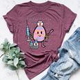 Easter Egg Nicu Nurse Cute Picu Baby Rn Er Scrub Top Women Bella Canvas T-shirt Heather Maroon