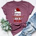 First Christmas As A Mom Santa Hat Red Plaid Buffalo Bella Canvas T-shirt Heather Maroon